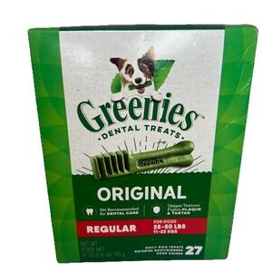 Greenies Original Dental Dog Treats Regular 27 Count 27oz Dogs 25-50 lbs NIB